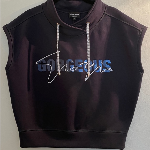 NWT Giorgio Armani “Gorgeous” Black Sweatshirt size EU 42 - Picture 1 of 10